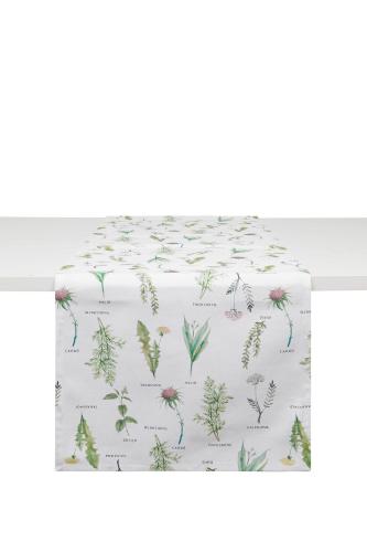 Coincasa βαμβακερό ράνερ με botanical print 140 x 40 cm - 007373123 Λευκό